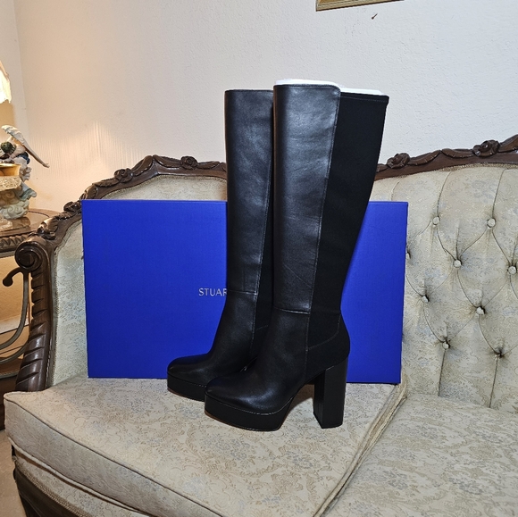 Stuart Weitzman Leather Platform Party Boots - Picture 4 of 13
